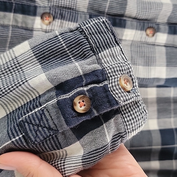 Anthropologie Pilcro Boyfriend Plaid Shirt Sz XS/S Oversized Blue Button Down - Picture 6 of 13